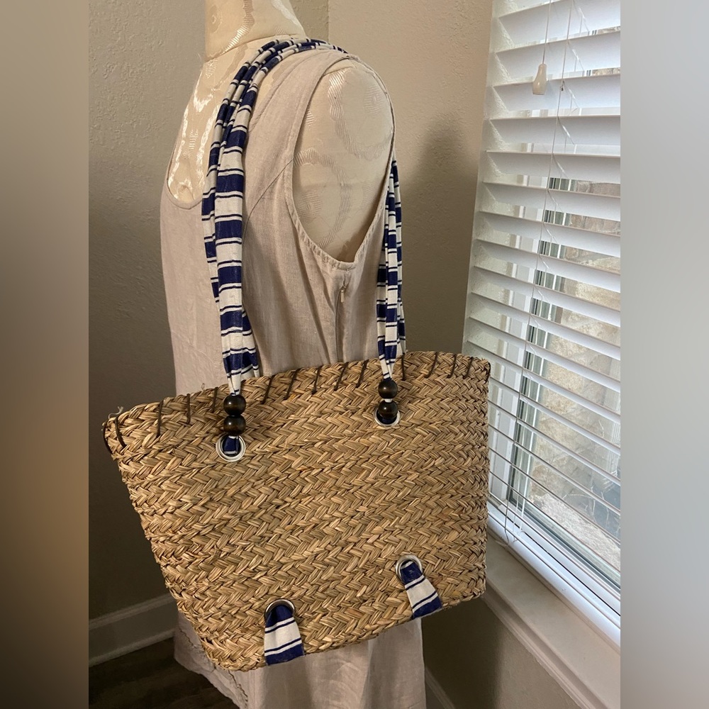 Sun’N Sand Woven Straw Shoulder Tote Beach Pool Bag